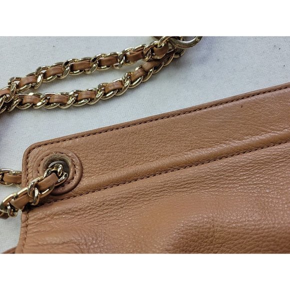 Tory Burch Marion Whipstitch Leather Saddle Convertible Chain Crossbody Tan Bag - Picture 5 of 16